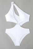 Weiße Mode Sexy Solide Ausgehöhlte Backless Swimwears