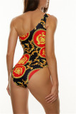 Zwart Rood Mode Sexy Print Backless Swimwears