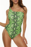 Зеленые модные сексуальные купальники с открытой спиной и принтом
