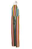 Цветные сексуальные полосатые лоскутные прямые комбинезоны с лямкой на шее