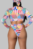 Costumi da bagno patchwork con stampa sexy a colori