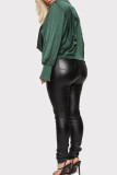 Fuchsia Fashion Casual Solid Basic V-Ausschnitt Tops
