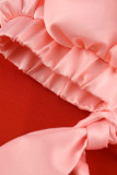 Röda Sexiga Elegant Solid Patchwork Off the Shoulder Aftonklänning