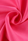 Rosa Promis Solide Patchwork-Kleider mit Schleife und O-Ausschnitt in A-Linie