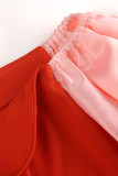 Röda Sexiga Elegant Solid Patchwork Off the Shoulder Aftonklänning