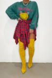 Multicolor Fashion Street Plaid Print Bandage Patchwork asymmetrisch hohe Taille Typ A Full Print Bottoms