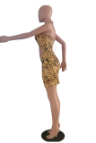 Yellow Casual Print Patchwork Halter Pencil Skirt Dresses