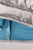 Pantalones rectos de color sólido de cintura alta regular de patchwork sólido de Silver Street