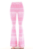 Bota de retalhos com estampa de rua casual rosa com corte de cintura alta e alto falante com estampa completa