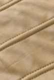 Khaki Sexig solid patchworkficka Asymmetrisk dragkedja U-hals ärmlös två delar
