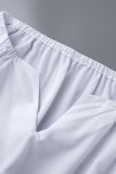 Weiße, lässige, feste Bandage-Patchwork-Oberteile mit V-Ausschnitt