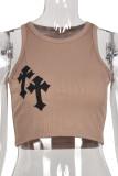 White Casual Solid Patchwork Appliques O Neck Tops