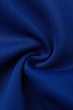 Blaue Art und Weise reizvolle feste Patchwork-Bleistift-Kleider mit schrägem Kragen