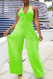 Gele Sexy Casual Solid Bandage Backless Halter Regular Jumpsuits