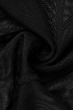 Черные модные сексуальные лоскутные прозрачные узкие брюки-карандаш с высокой талией
