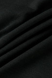 Macacão preto sexy casual com estampa de letras sem costas alça espaguete regular