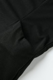 Черные сексуальные повседневные комбинезоны с открытой спиной и бретельками с буквенным принтом
