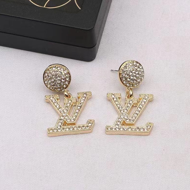 

Gold Fashion Street Letter Hot Drill Earrings