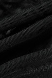 Черные модные сексуальные лоскутные прозрачные узкие брюки-карандаш с высокой талией