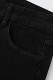 Vit Mode Casual Solid Basic Skinny Denim Jeans med mitten av midjan