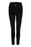 Witte modieuze casual effen basic skinny jeans met halfhoge taille