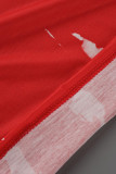 Cinturino per spaghetti asimmetrico patchwork con stampa sexy rossa in due pezzi