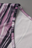 Robes jupe une étape rose sexy imprimé patchwork col en V