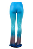 Pantalones moda casual cambio gradual estampado básico regular cintura alta azul