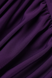 Púrpura Sexy Sólido Ahuecado V Cuello Lápiz Falda Vestidos