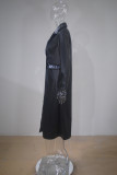 Capispalla con colletto rovesciato nero moda cardigan solido