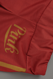 Red Sportswear Print Split Joint U Neck Sleeveless Two Pieces