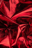 Röd Sexig Solid Fold Axelbandslös Klänning