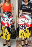 Pantalones con estampado completo, rectos, sueltos, con pliegues de patchwork y estampado callejero de moda multicolor