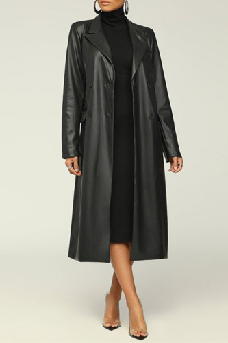 Capispalla con colletto rovesciato nero moda cardigan solido