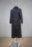 Prendas de abrigo de cuello vuelto de cárdigan sólido de moda negra