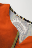 Vestidos de manga larga con cuello en V básicos con estampado informal de moda multicolor