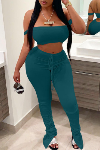 Green Fashion Sexy Solid Backless Strapless Sleeveless Two Pieces
