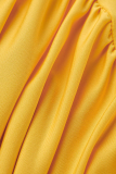 Gelbe, sexy, fest ausgehöhlte Bleistiftrockkleider mit V-Ausschnitt