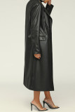 Black Fashion Solid Cardigan Turndown Kraag Bovenkleding