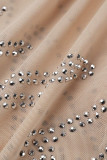 Vestidos de saia lápis com decote em forma de damasco sexy sólido transparente com broca quente