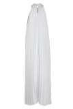 レッドエレガントソリッドパッチワークフォールドホルターAラインプラスサイズのドレス