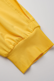 Vestidos de saia lápis amarelo sexy sólido vazado com decote em V