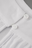 Witte elegante effen patchwork vouw halter A-lijn plus size jurken