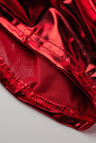 Красное сексуальное сплошное складчатое платье без бретелек без рукавов