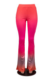 Pantalon taille haute taille haute basique décontracté à changement progressif imprimé mode orange