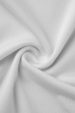 Белые модные повседневные клетчатые принты в стиле пэчворк с круглым вырезом и короткими рукавами из двух частей