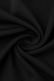 Robes de jupe crayon décontractées noires à pompon solide et col rond