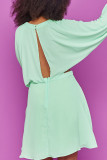 Aprikosenfarbene, elegante, solide, ausgehöhlte, asymmetrische Patchwork-Kleider mit V-Ausschnitt
