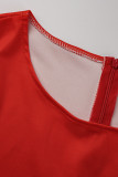 Röd Mode Casual Print Basic O Neck Plus Size Klänningar