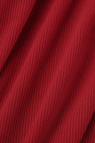 Красное сексуальное повседневное однотонное базовое платье-жилет с U-образным вырезом